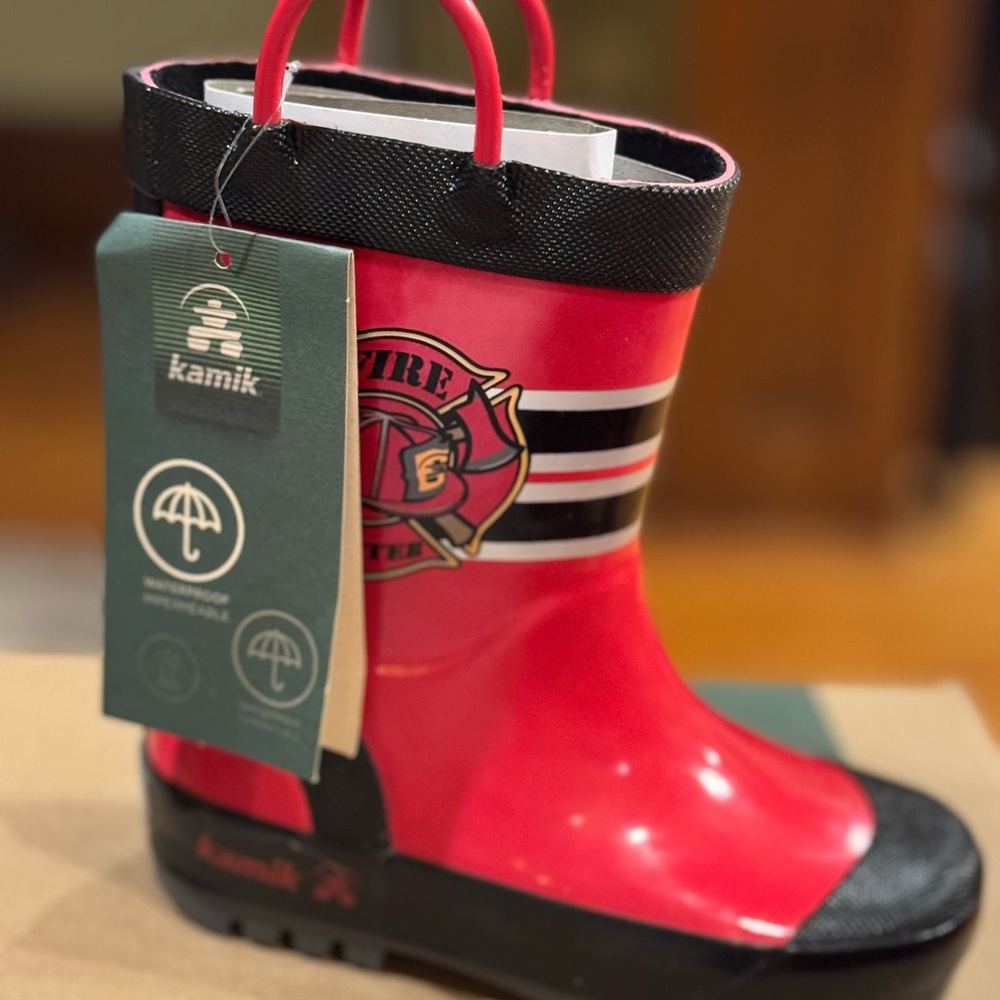 Kamik Kids' Firefighter Rain Boots - Red and Black